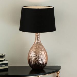 Juliwok Black Fabric Shade Table Lamp With Copper Ceramic Base