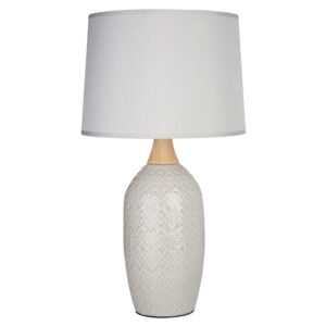 Wilon Grey Fabric Shade Table Lamp With Ceramic Base