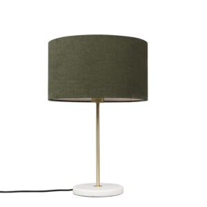 Brass table lamp with green shade 35 cm - Kaso