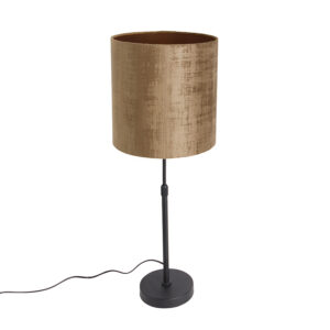 Table lamp black velor shade brown 25 cm adjustable - Parte