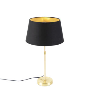 Table lamp gold / brass with shade black with gold 32 cm - Parte