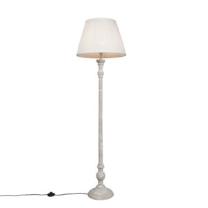 Country floor lamp gray with white pleated shade - Classico