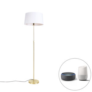 Smart floor lamp gold with linen shade white 45 cm incl. Wifi A60 - Parte