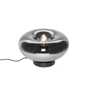 Art Deco table lamp black with smoke glass - Ayesha