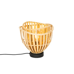Oriental table lamp black with natural bamboo - Pua
