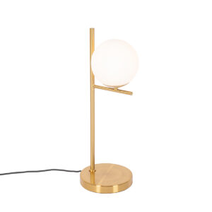 Art Deco table lamp gold and opal glass - Flore