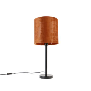 Modern table lamp black with shade red 25 cm - Simplo