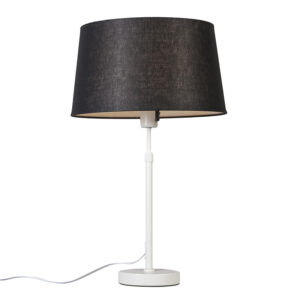 Table lamp white with shade black 35 cm adjustable - Parte