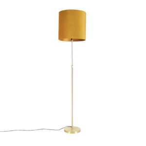 Floor lamp gold / brass with velor shade yellow 40/40 cm - Parte