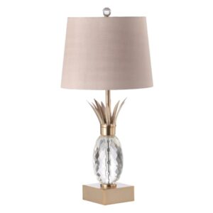 Milford Taupe Faux Silk Shade Table Lamp With Champagne Base
