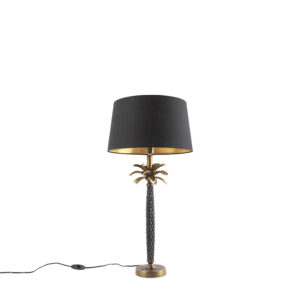 Art Deco table lamp bronze with black shade 35 cm - Areka