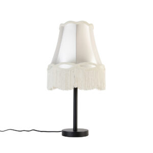 Classic table lamp black with granny shade cream 30 cm - Simplo