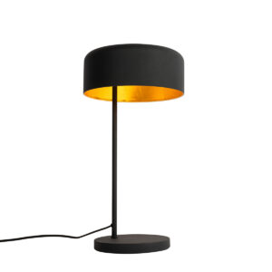 Retro table lamp black with gold interior - Jinte