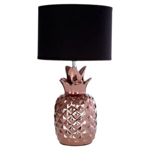 Wenka Black Fabric Shade Table Lamp With Copper Ceramic Base
